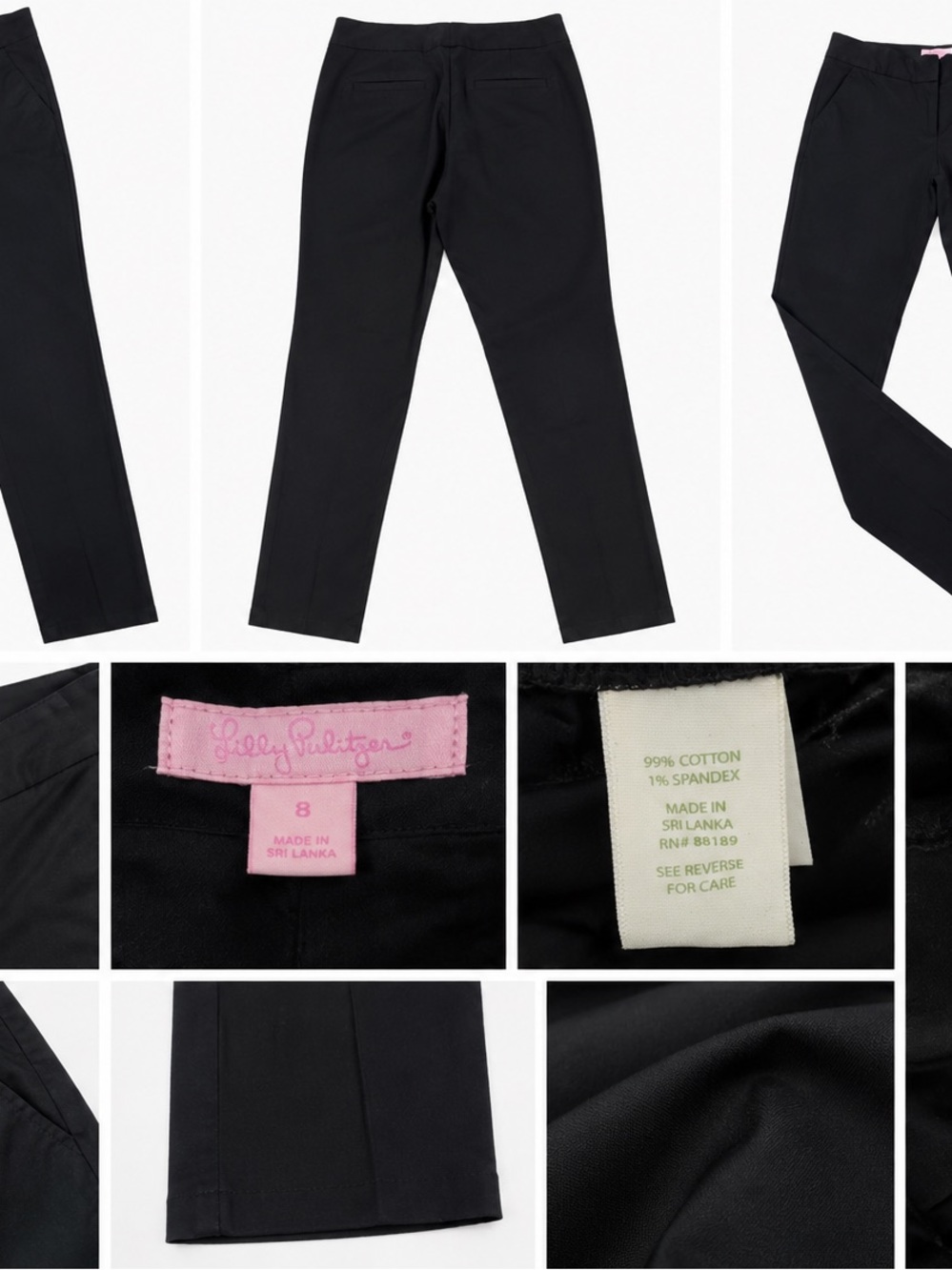 2 Pairs of Lilly Pulitzer Black and Navy Tailored Straight-Leg Pants